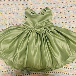 Charming Olive Kids Dress with Bow